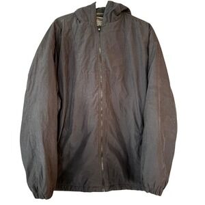 NATURALIFE Black Hooded Zip Up Jacket Lined w/Gray Fleece Outerwear Mens LARGE